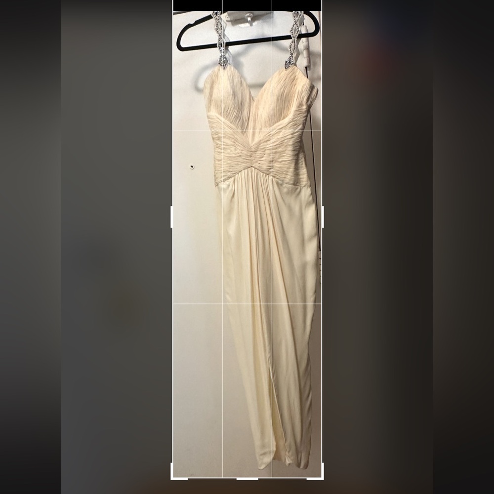 Elegant Cream Evening Gown with separate long scarf